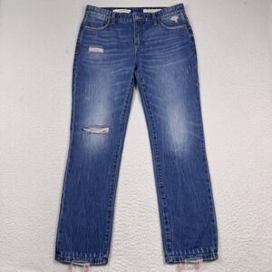 Pilcro Anthropologie Slim Boyfriend Jeans Women 29 Fits 32 Distressed Blue Denim